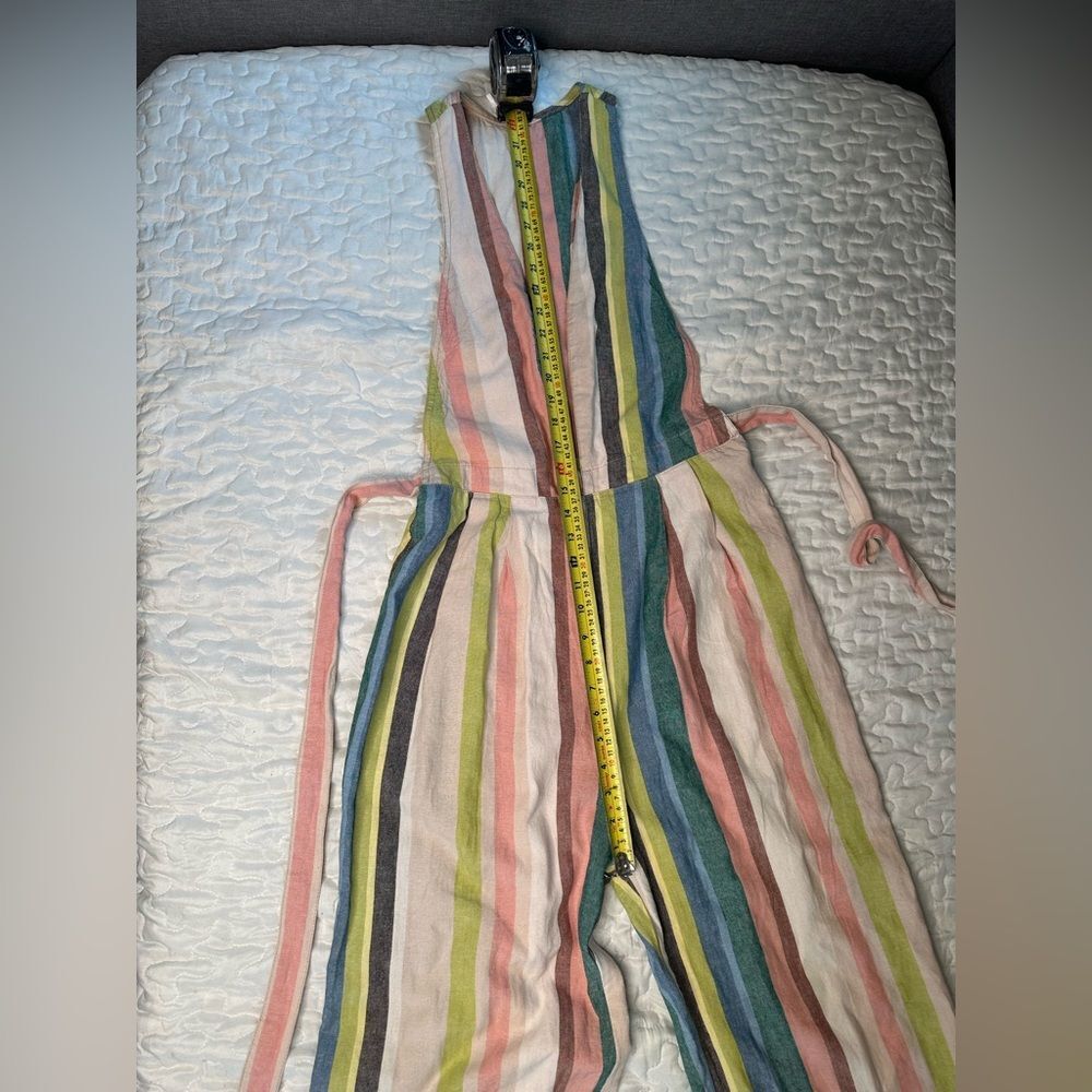 Free People My Kind Of Woman Garden Striped Jumpsuit Wide-Leg Cropped Overalls 0 - Picture 10 of 13